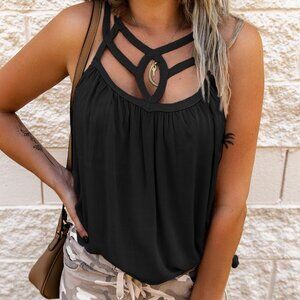 NWOT Black Hollow-out Tank Top